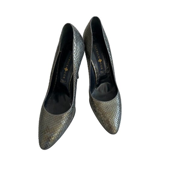 PATRICK COX Metallic Snakeskin Stiletto Heels Size 39.5 US 9.5 - Picture 6 of 12